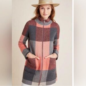 Anthropologie Field Flower Wool Sweater Coat